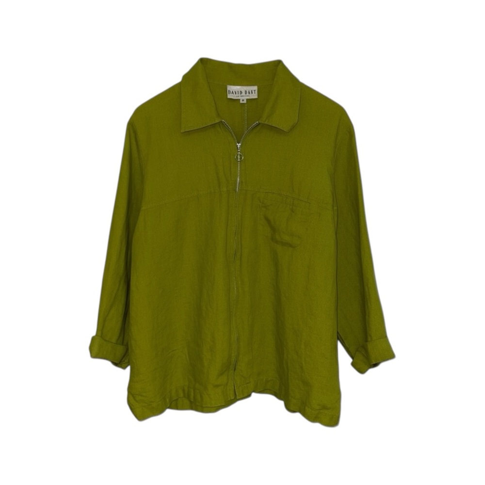 David Dart‎ Linen Jacket Women’s Small Green Lightweight Zip